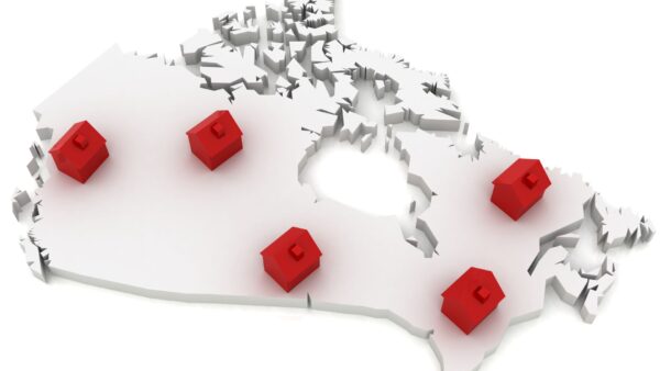 Canada map with red houses